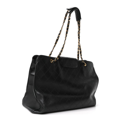 Chanel Calfskin Stitched XL Weekender Black 3 of 10