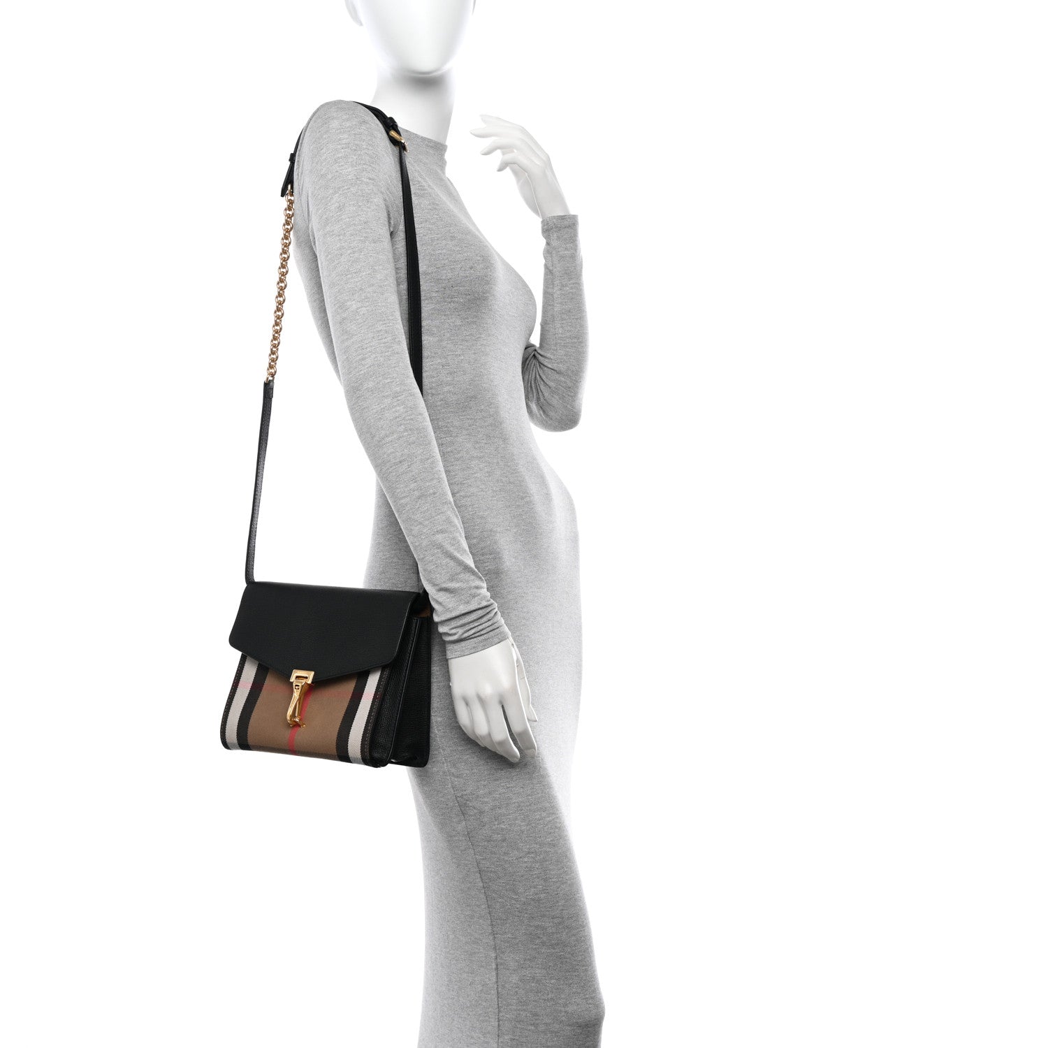 Burberry Derby Calfskin House Check Small Macken Crossbody Bag Black 2 of 10