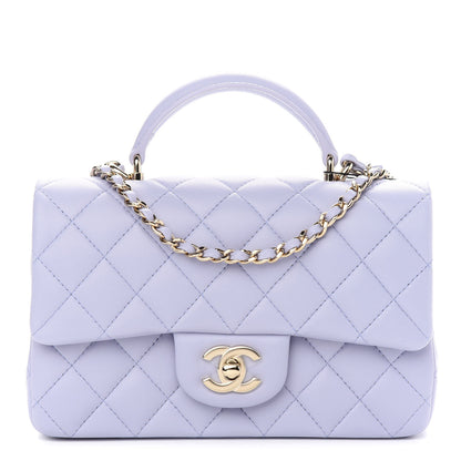 Chanel Lambskin Quilted Mini Top Handle Rectangular Flap Light Purple 1 of 9