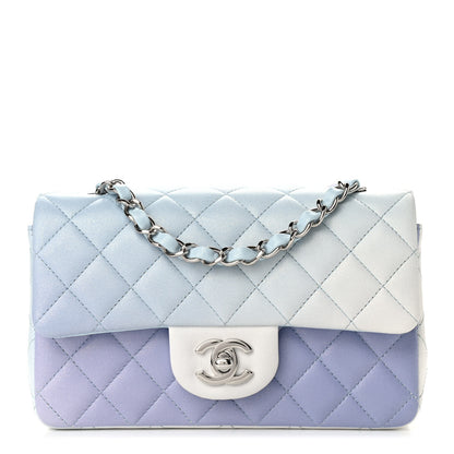 Chanel Perforated Lambskin Quilted Mini Rectangular Flap Light Blue Light Purple White 1 of 9
