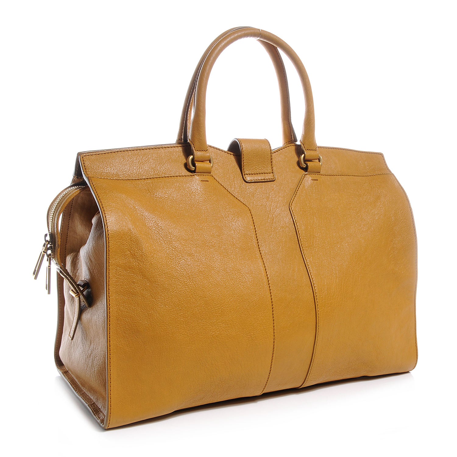Saint Laurent Leather Large Cabas ChYc Mustard 3 of 9