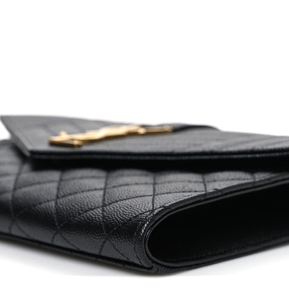 Saint Laurent Grain De Poudre Textured Mixed Matelasse Triquilt Monogram Clutch Black 10 of 10