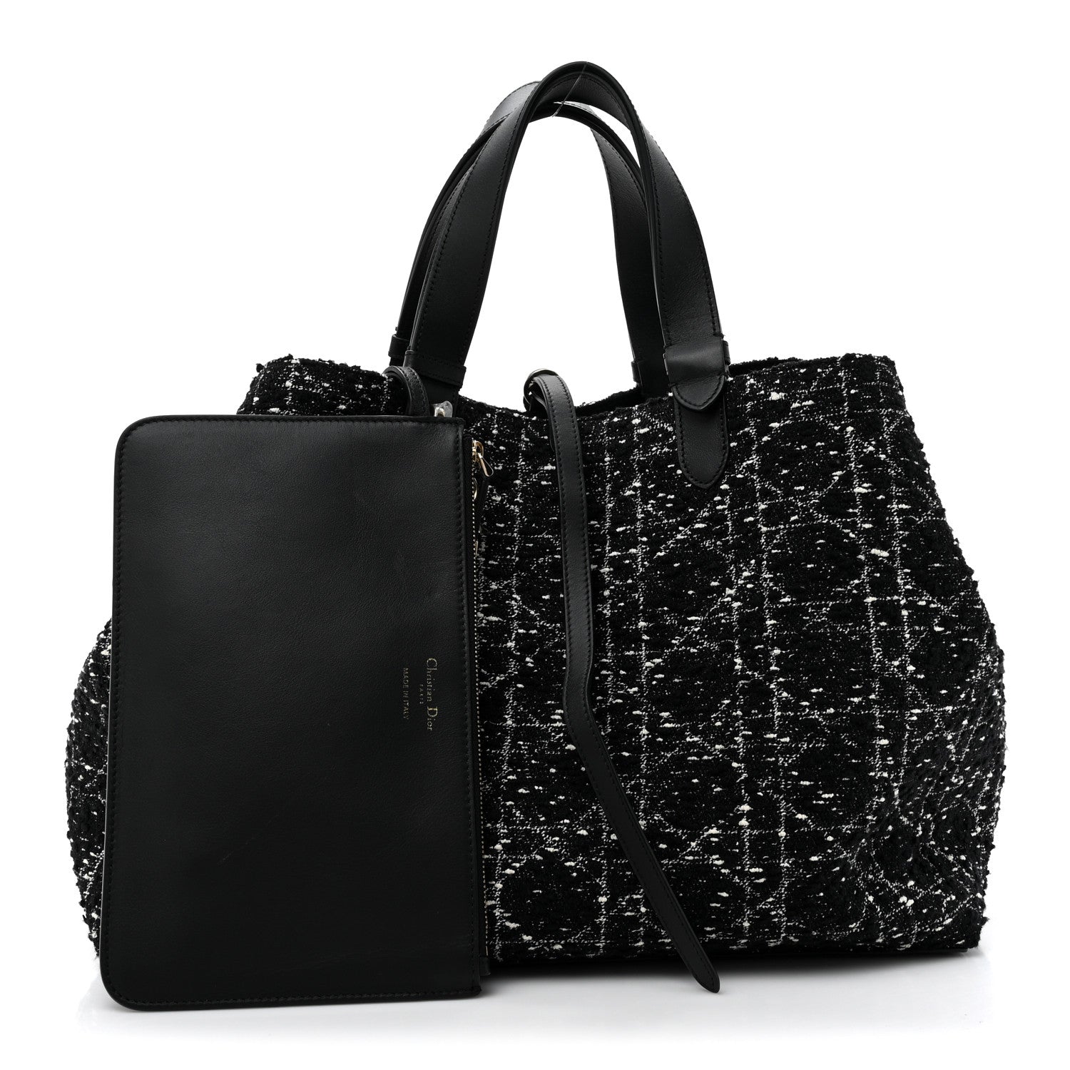 Christian Dior Tweed Cannage Large Toujours Black White 3 of 15