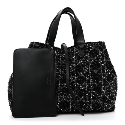 Christian Dior Tweed Cannage Large Toujours Black White 3 of 15