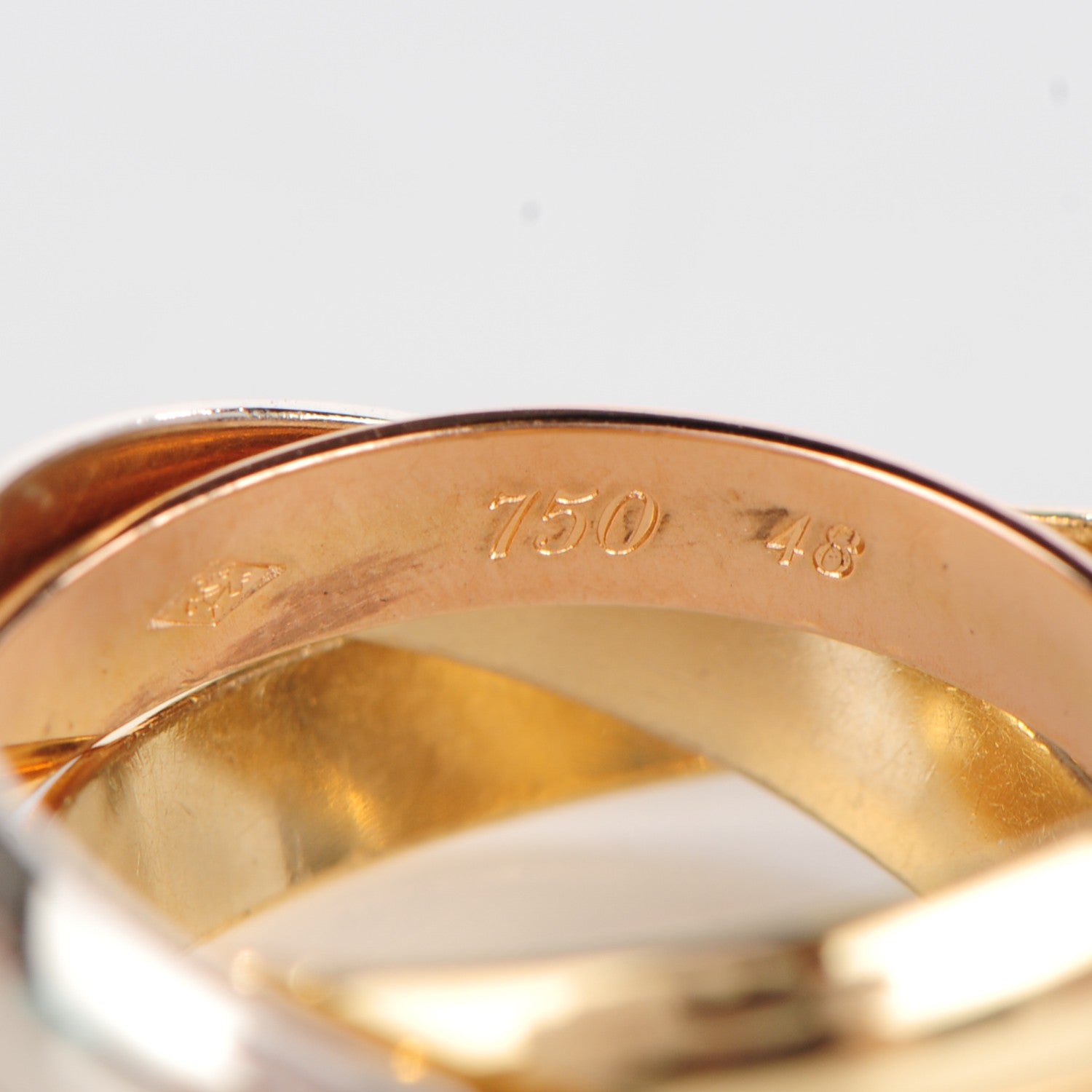 Cartier 18K Pink Yellow White Gold Classic Trinity Ring 48 4.5 3 of 7