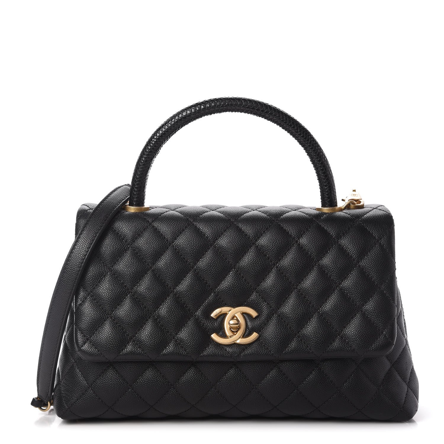 Chanel Caviar Lizard Embossed Quilted Small Coco Handle Flap 1 of 10