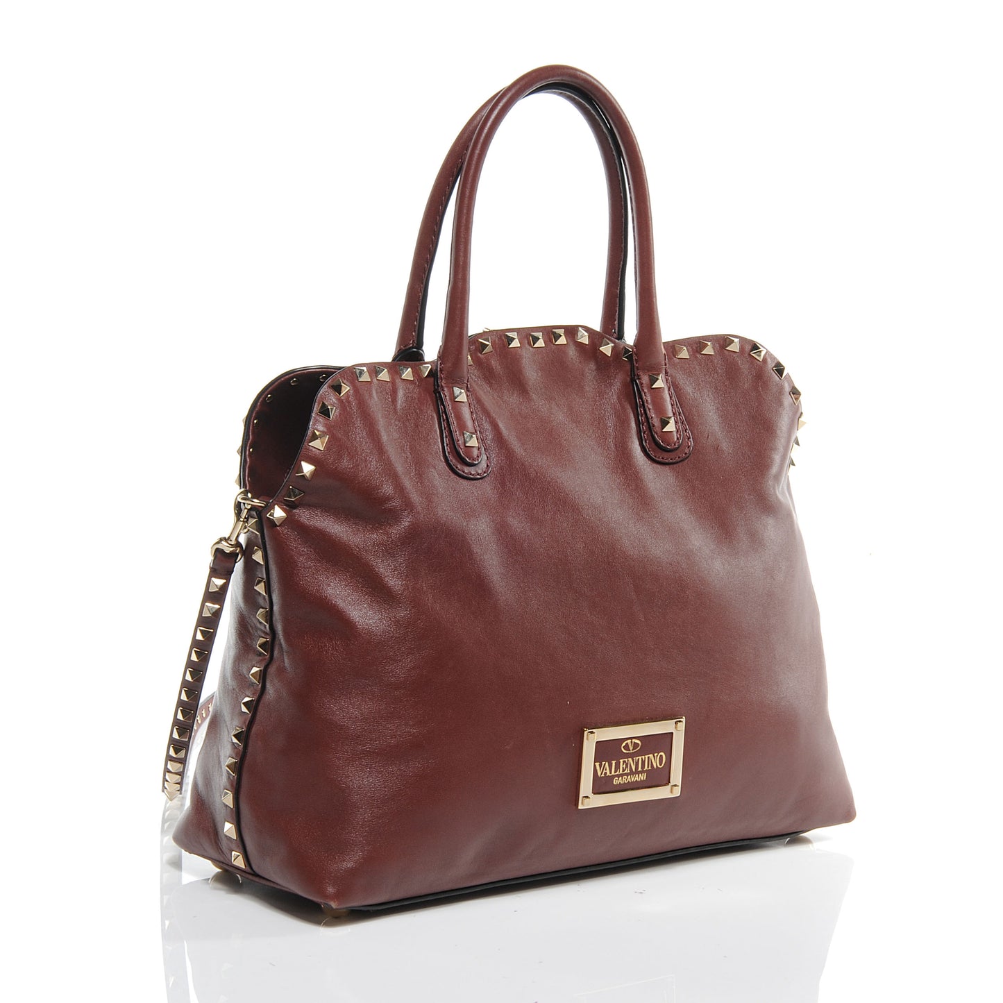 Leather Rockstud Dome Satchel Prun