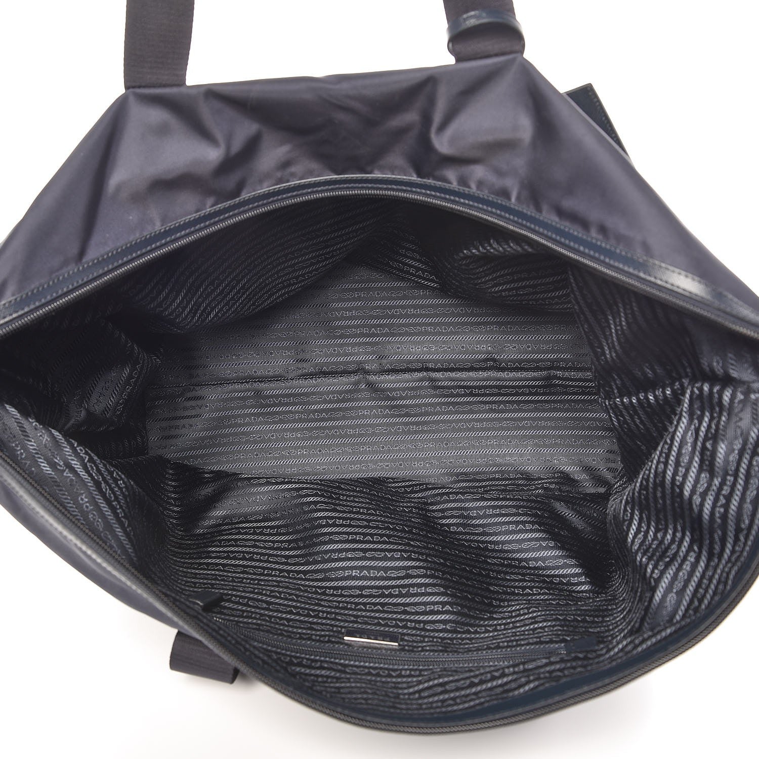 Prada Tessuto Nylon Saffiano Duffel Bag Blue 5 of 9