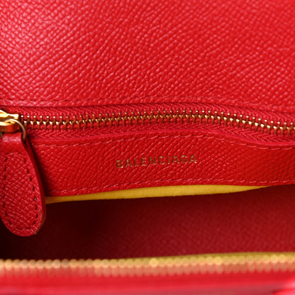 Balenciaga Signature Grained Calfskin Logo XXS Ville Top Handle Bag Rouge Coquelicot Black 9 of 10