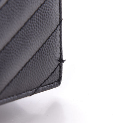 Saint Laurent Grain De Poudre Matelasse Chevron Monogram Envelope Chain Wallet Black 13 of 13