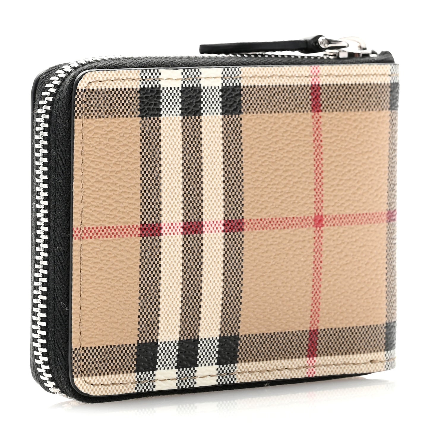 E-Canvas Vintage Check Mini Zip Around Wallet Birch Brown