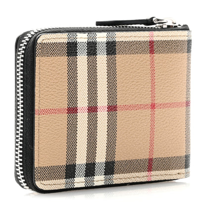 Burberry E-Canvas Vintage Check Mini Zip Around Wallet Birch Brown 3 of 8