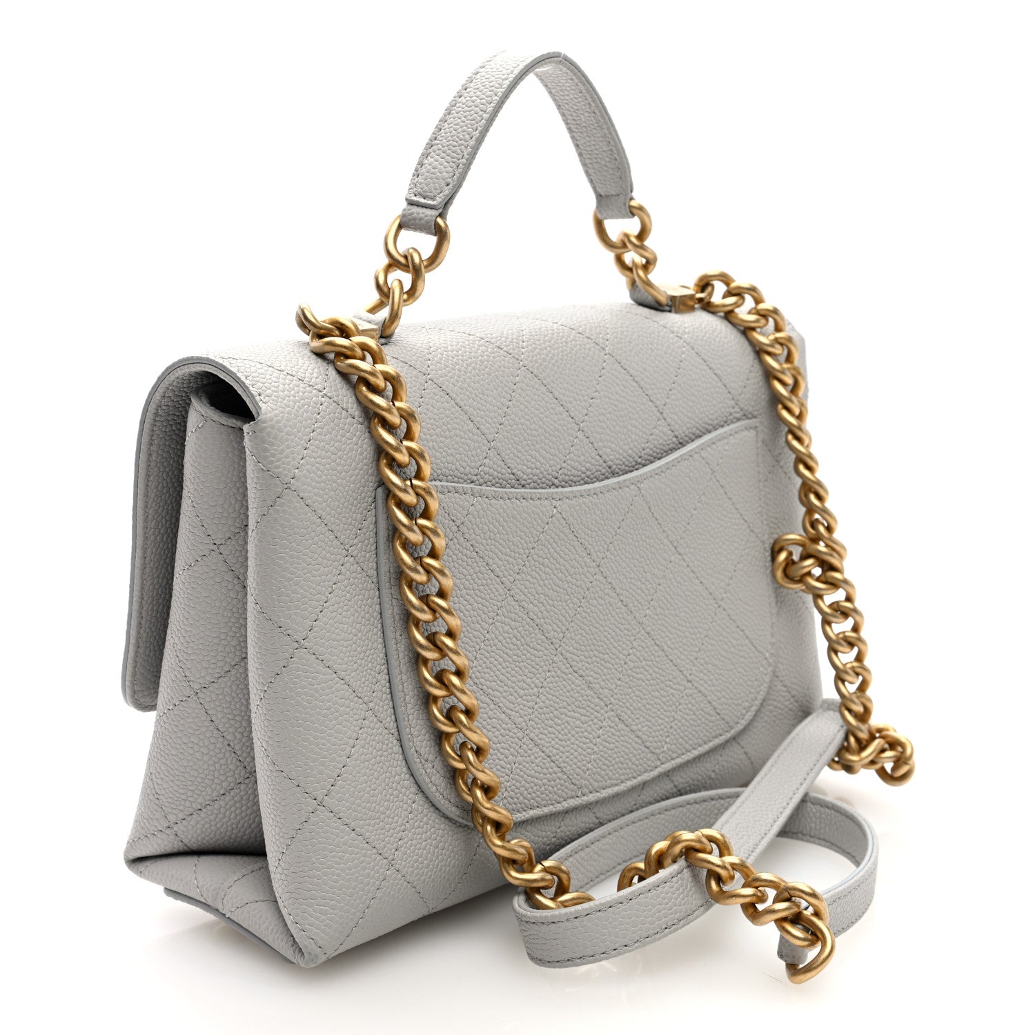 Chanel Grained Calfskin Small Stitched Flap Grey 3 of 10