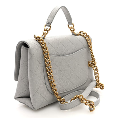 Chanel Grained Calfskin Small Stitched Flap Grey 3 of 10