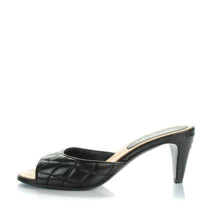 Chanel Lambskin Quilted CC Mules 38.5 Black 1 of 8
