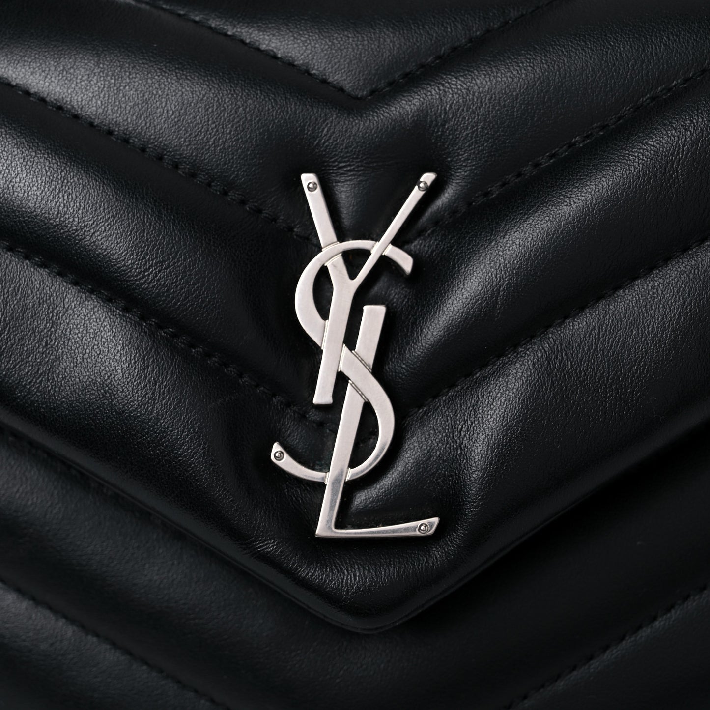 Calfskin Y Quilted Monogram Small Loulou Chain Satchel Black
