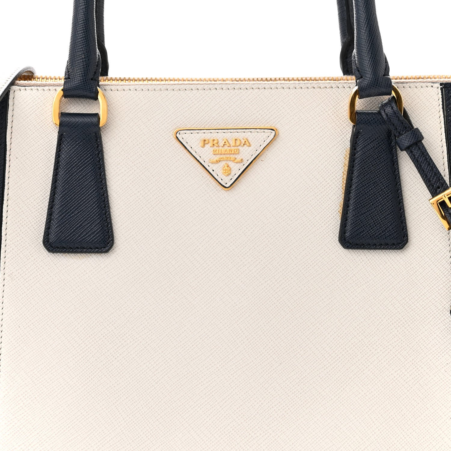 Prada Saffiano Lux Colorblock Medium Galleria Double Zip Tote Talco Baltico 8 of 11