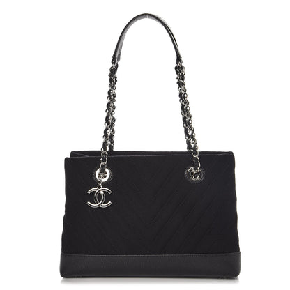 Chanel Canvas Caviar Chevron Shopper Tote Black 1 of 9