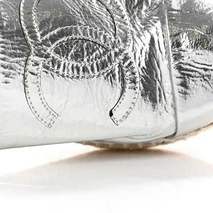 Chanel Laminated Goatskin CC Espadrilles 37 Silver 10 of 10