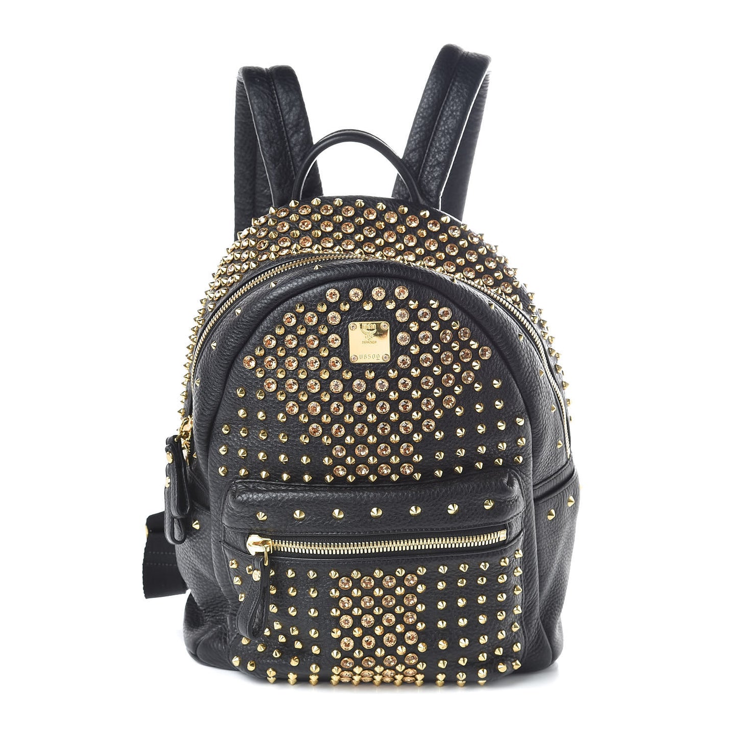 Grainy Lambskin Crystal Studded Small Stark Backpack Black