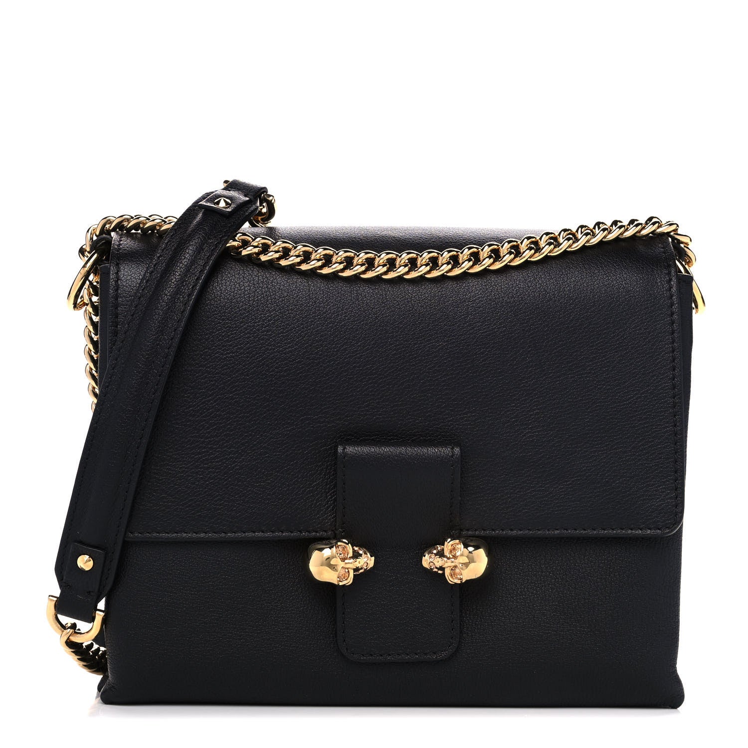 Alexander McQueen Calfskin Small Twin Skull Chain Crossbody Black 1 of 12
