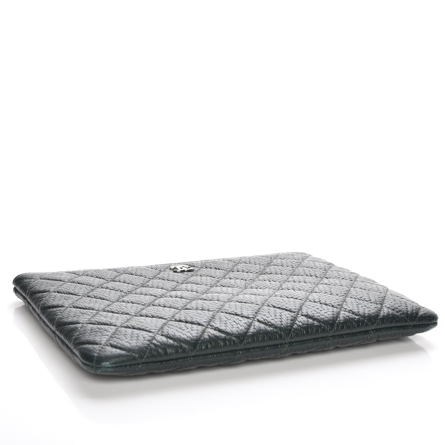 Chanel Woven Lambskin Quilted Medium Cosmetic Case Green 4 of 8