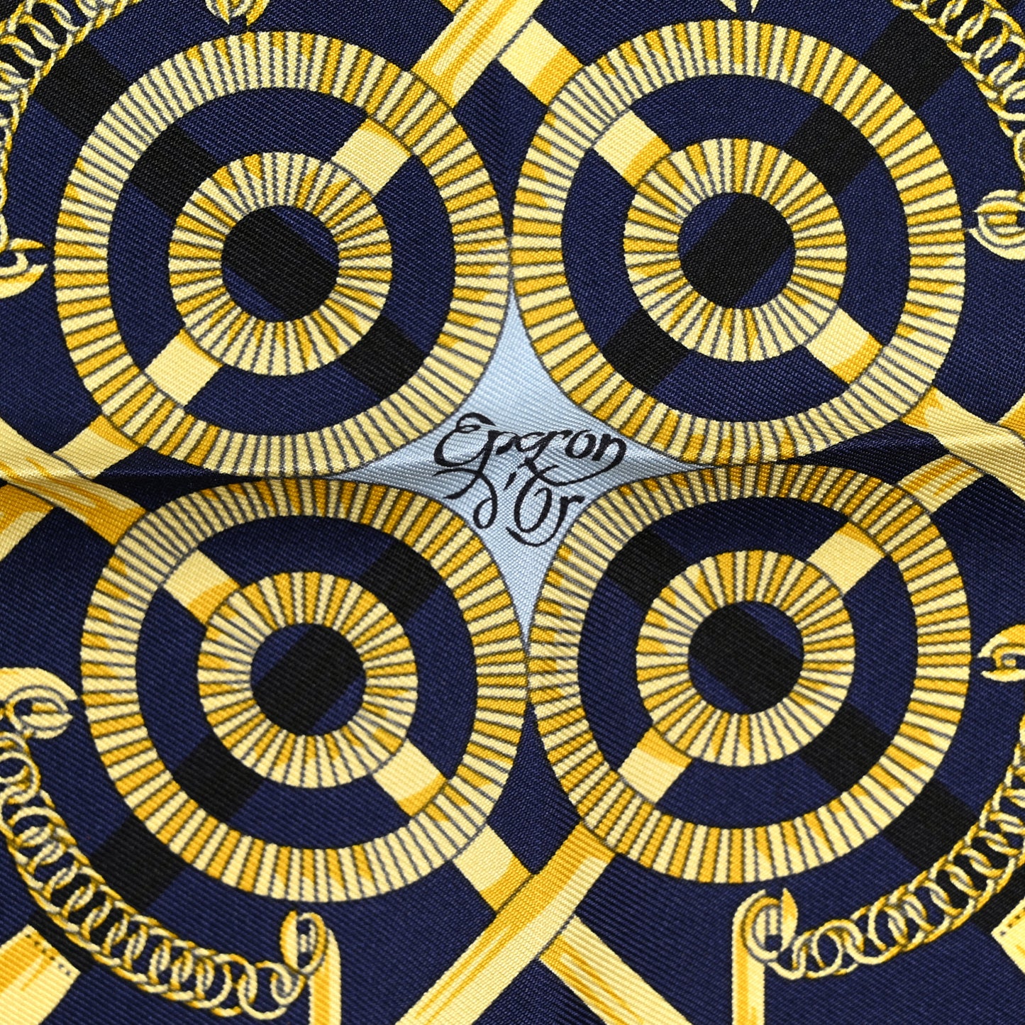 Silk Eperon D'Or Scarf 45 Marine Ciel Gold