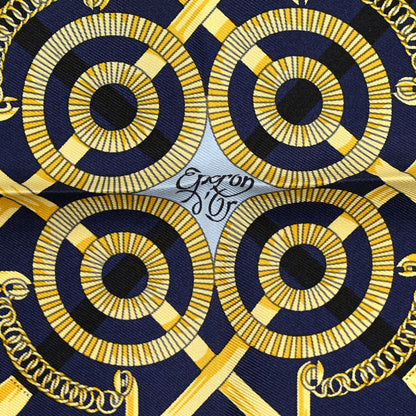 Hermes Silk Eperon D'Or Scarf 45 Marine Ciel Gold 3 of 6