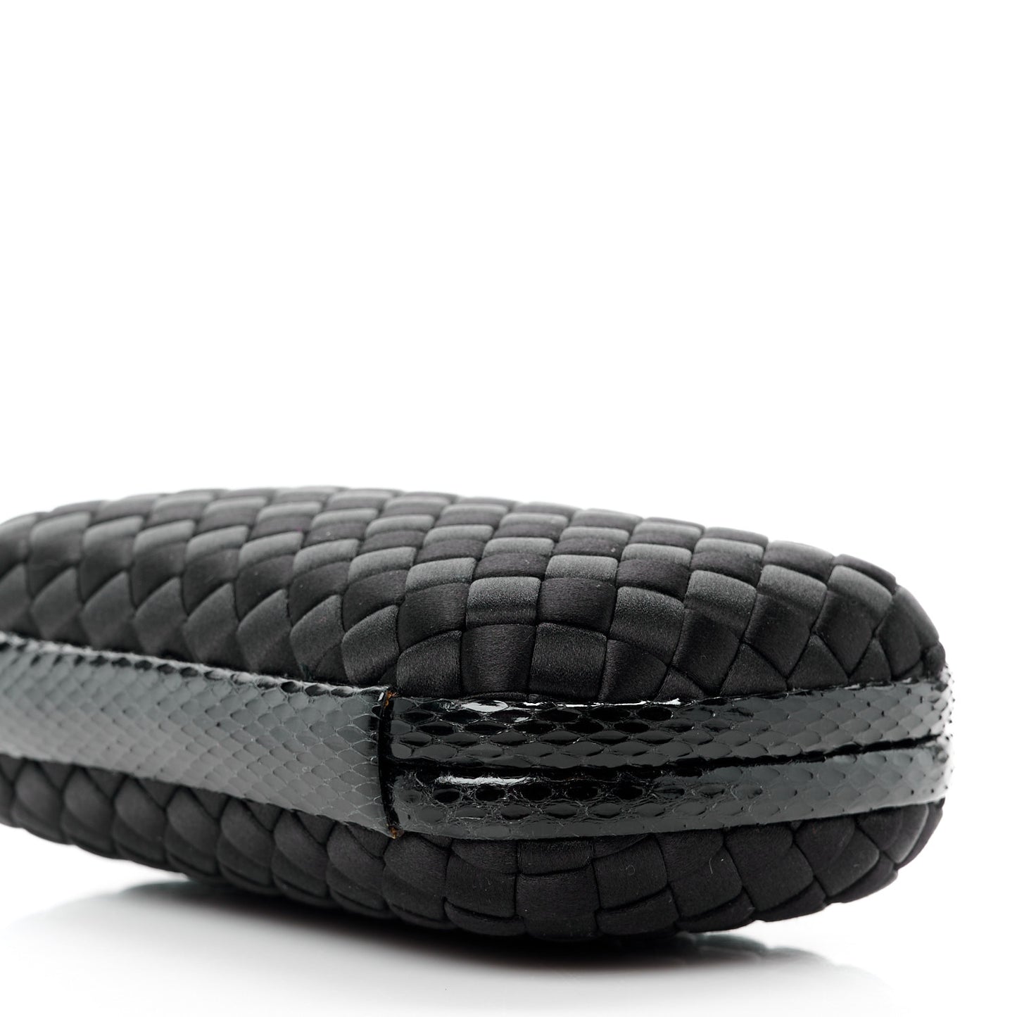 Satin Intreccio Impero Ayers Knot Clutch Black