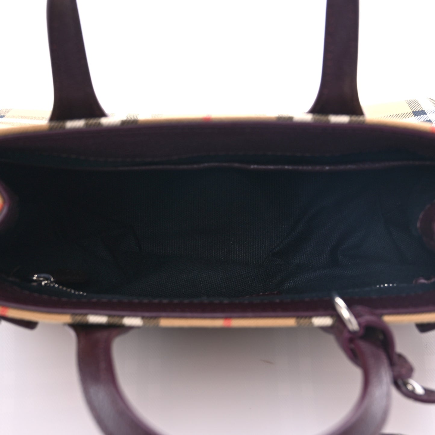 Goatskin Vintage Check Small Banner Tote Deep Claret