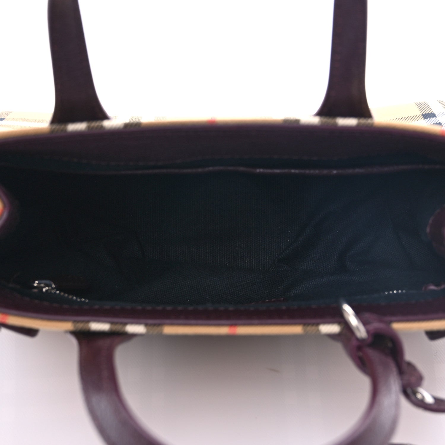 Burberry Goatskin Vintage Check Small Banner Tote Deep Claret 9 of 15