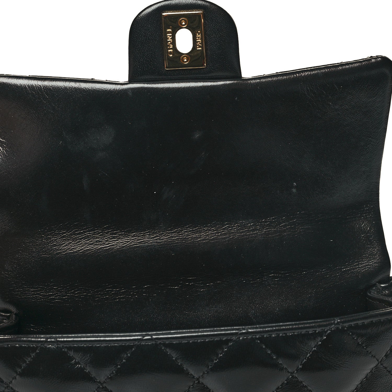 Chanel Shiny Lambskin Quilted Golden Links Top Handle Flap Black 11 of 12
