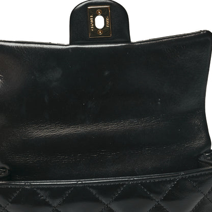 Chanel Shiny Lambskin Quilted Golden Links Top Handle Flap Black 11 of 12