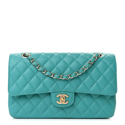Chanel Caviar Quilted Medium Double Flap Turquoise 1 of 11