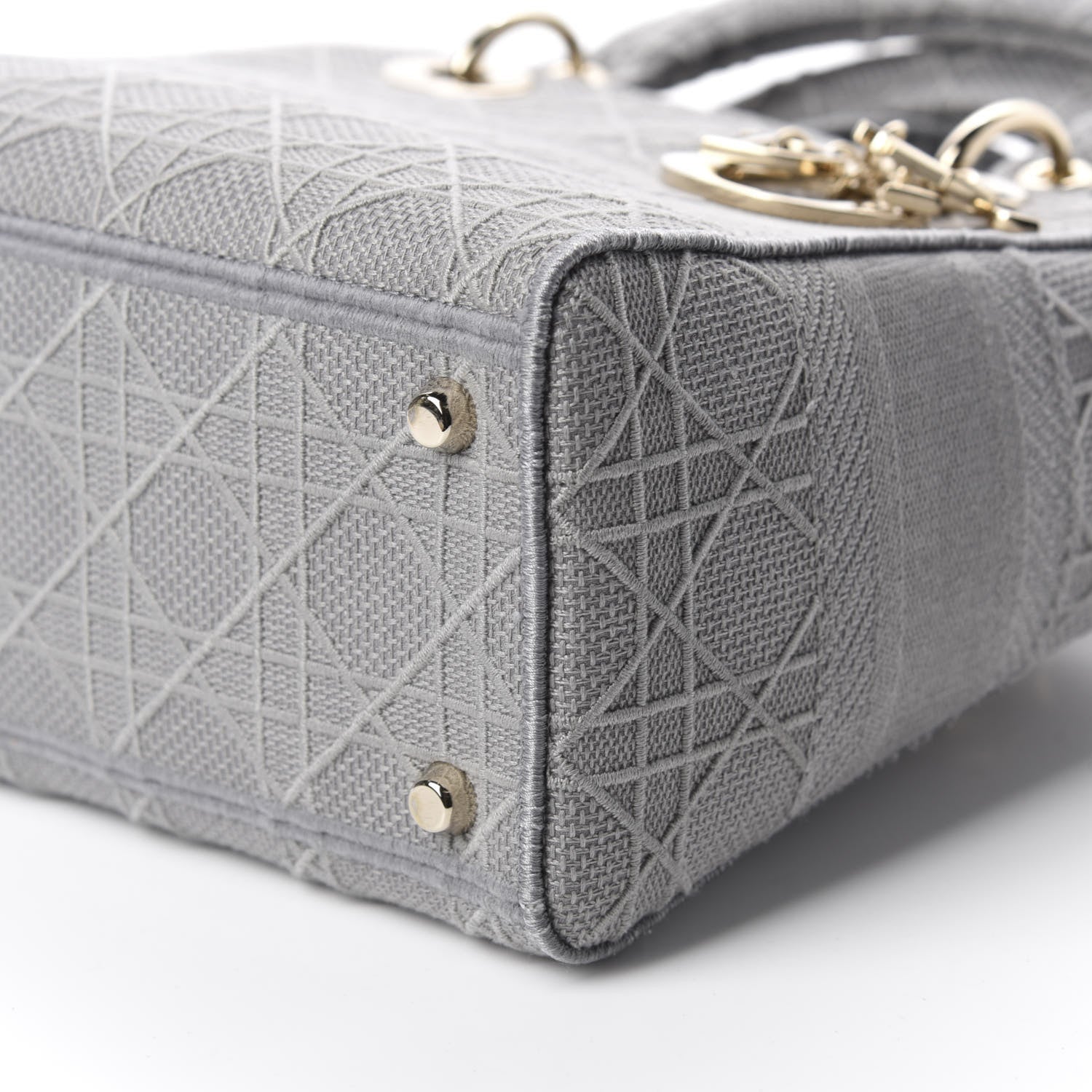 Christian Dior Canvas Embroidered Cannage Medium Lady D-Lite Gray 7 of 9