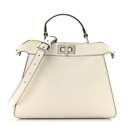 Fendi Vitello Seta Nappa Bi-Color Small Peekaboo I SEE U Satchel White Ice Yellow Fluo 1 of 9