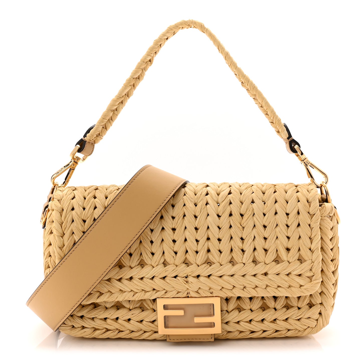 Paglia Vitello Grace FF Woven Baguette