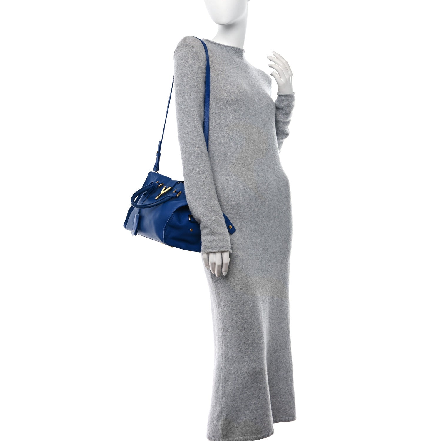 Saint Laurent SAINT LAURENT Calfskin Small Classic Y Cabas Royal Blue 2 of 14