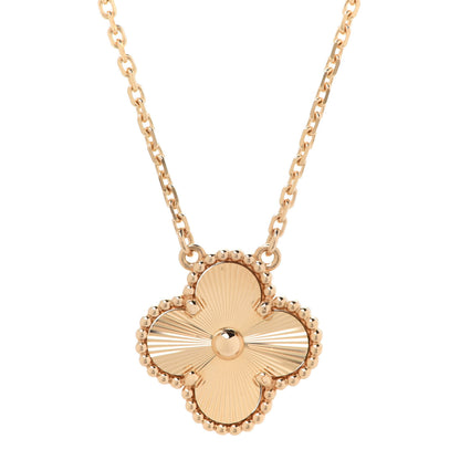 Van Cleef & Arpels 18K Yellow Gold Guilloche Vintage Alhambra Pendant Necklace 4 of 8