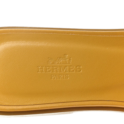 Hermes Box Calfskin Oran Sandals 38 Jaune Citron 7 of 8