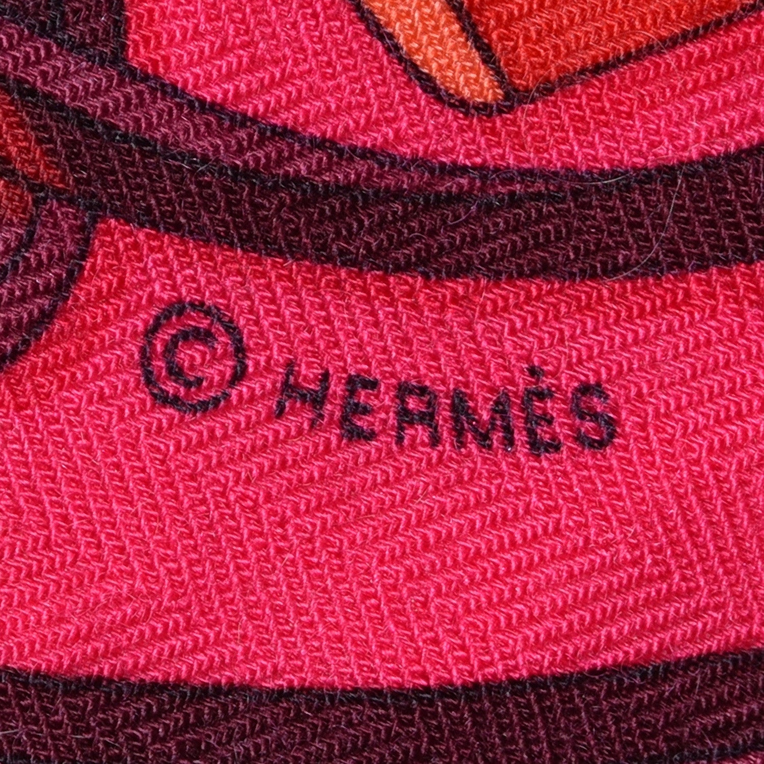 Hermes Cashmere Silk Fouets et Badines Shawl 140 Rose Indien Vert Bordeaux 6 of 7