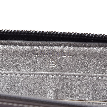 Chanel Lambskin Camellia Embossed Large Zip Around Gusset Wallet Black 6 of 11