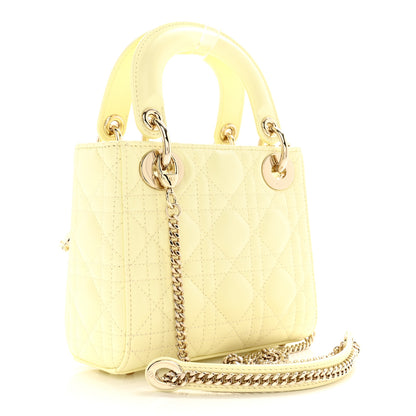 Christian Dior Lambskin Cannage Mini Lady Dior Soft Yellow 3 of 11