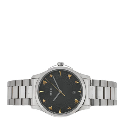 Gucci Stainless Steel 38mm G-Timeless Charm Quartz Watch Black 2 of 4