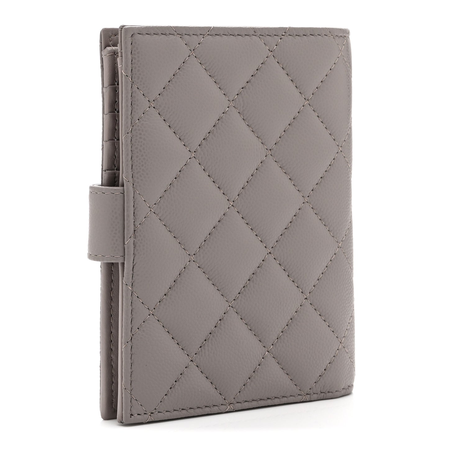 Caviar Quilted Passport Holder Grey