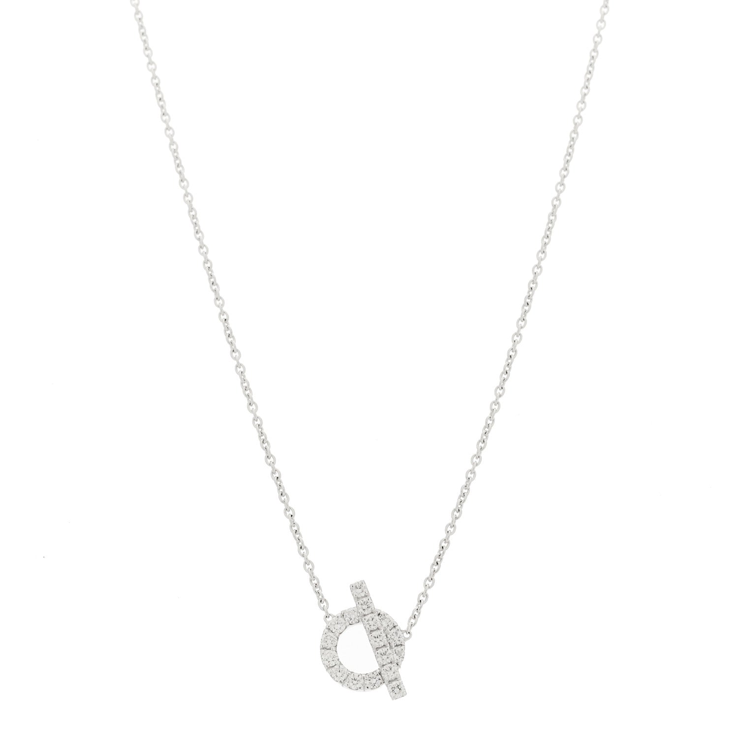 Hermes 18K White Gold Diamond Finesse Pendant Necklace 1 of 6