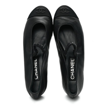 Chanel Lambskin Grosgrain Cap Toe CC Ballerina Flats With Leg Warmers 38.5 Black 3 of 10