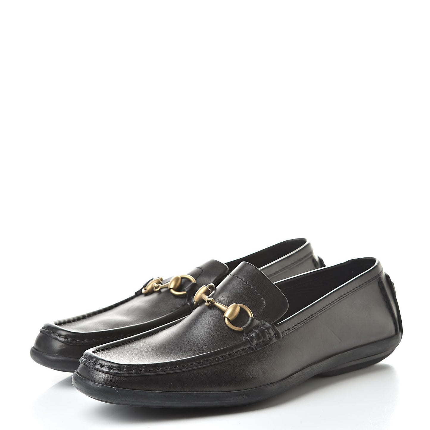 Calfskin Mens Horsebit Driver Loafers 8 Black