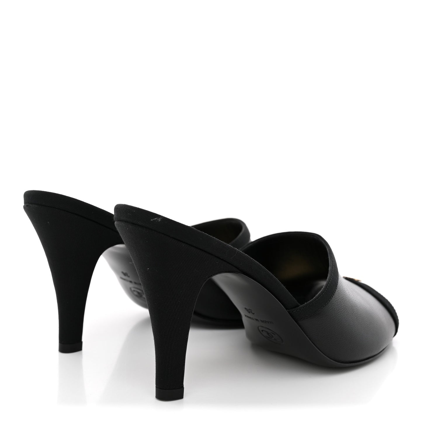 Lambskin Grosgrain CC Mules 36 Black