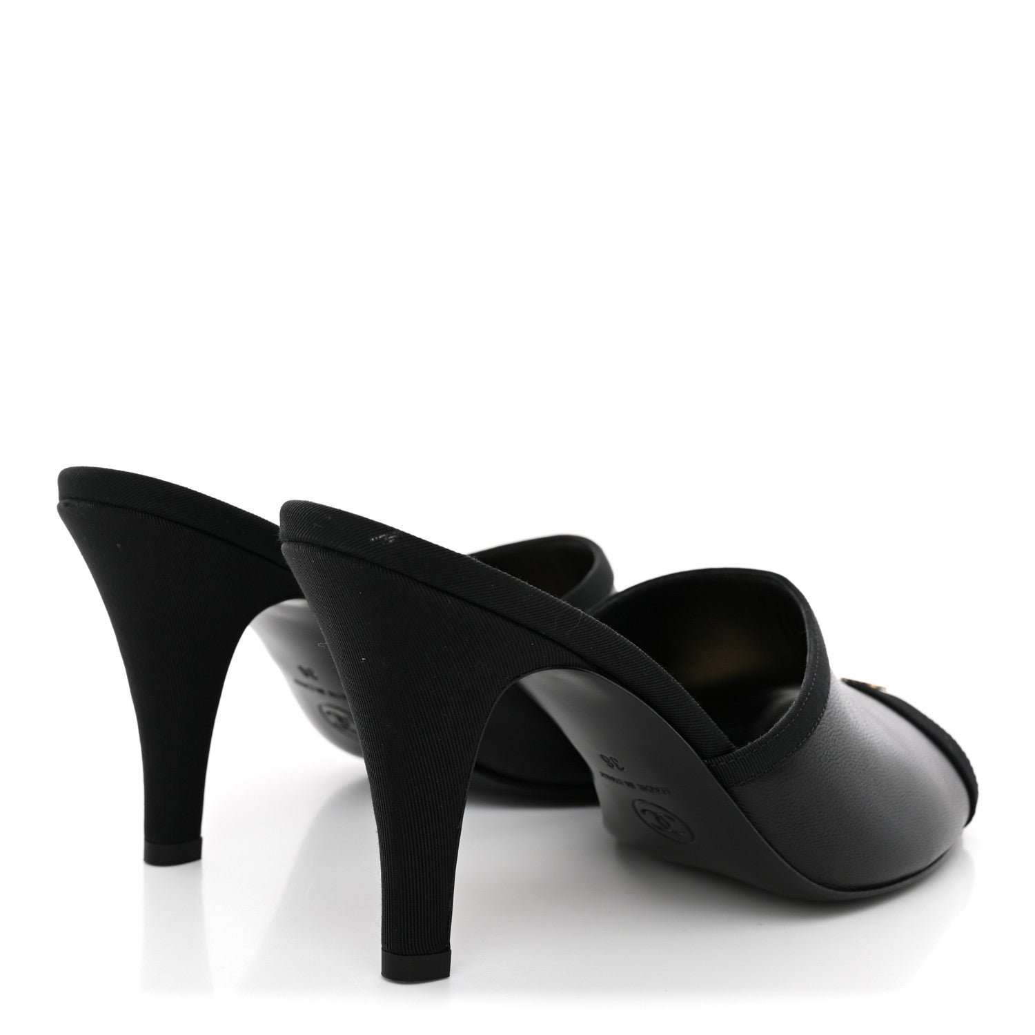 Chanel Lambskin Grosgrain CC Mules 36 Black 5 of 10